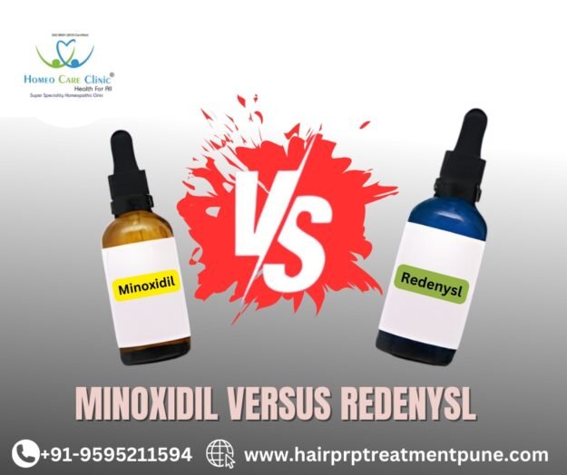 Compare Minoxidil and Redensyl for the best hair regrowth Minoxidil vs. Redensyl comparison for hair regrowth.